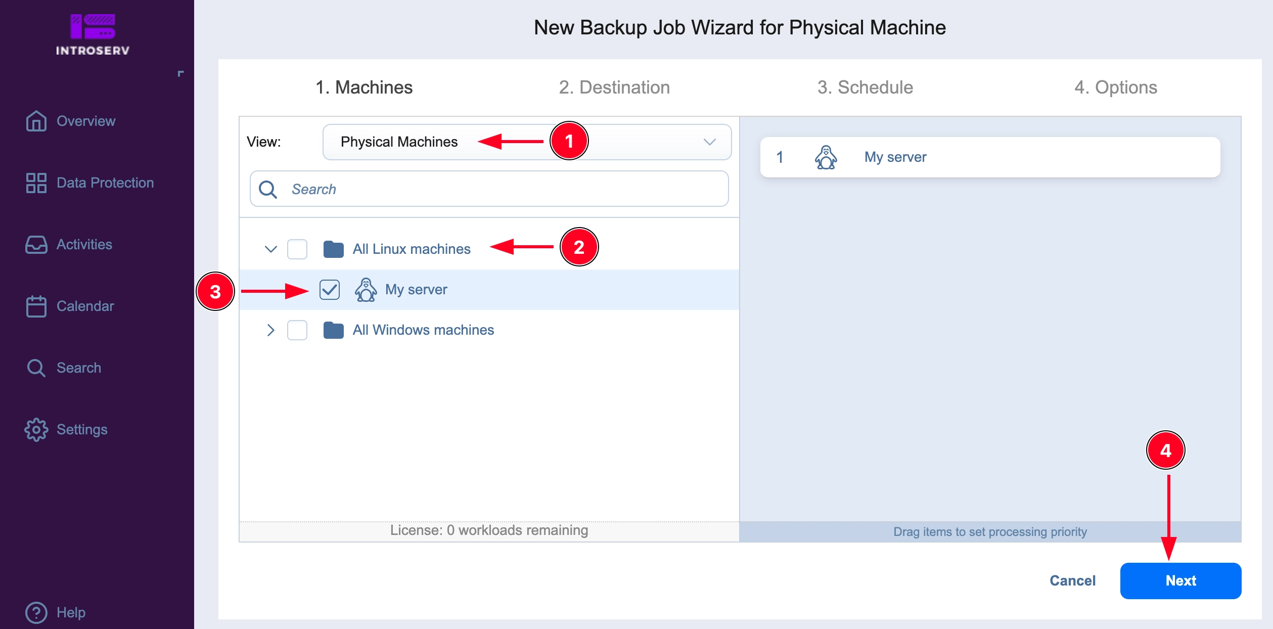 Резервное копирование сервера с помощью службы INTROSERV Backup